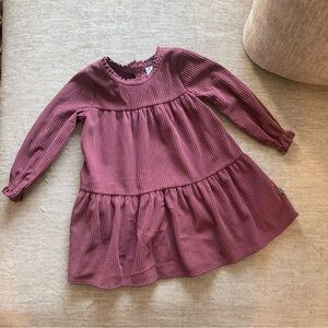 Burgundy Long Sleeve Kids Dress